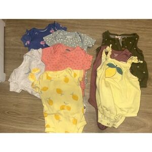 Baby Girl 0-3M Bodysuit Romper Bundle 8pc Carters Old Navy Gerber Lemon Heart